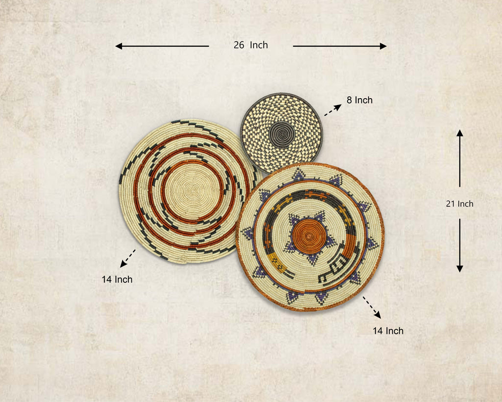 Set of 3 Handwoven wall baskets SET-209-3 N