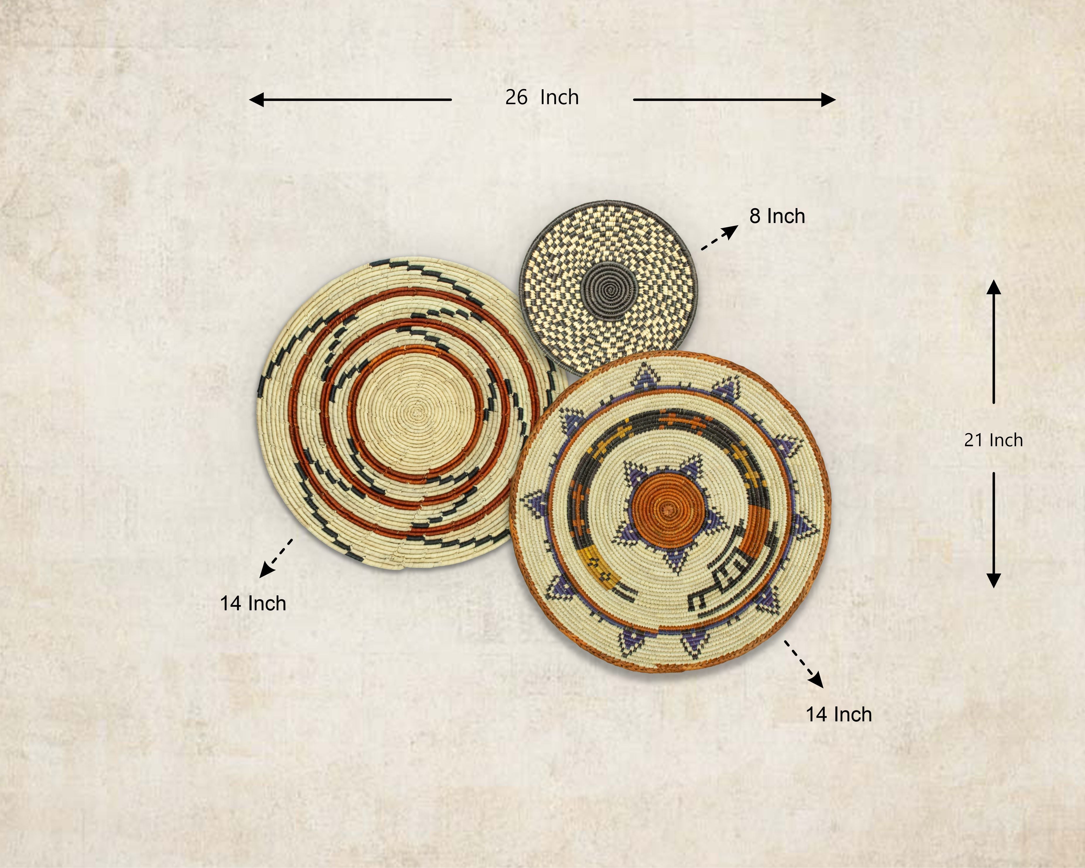 Set of 3 Handwoven wall baskets SET-209-3 N