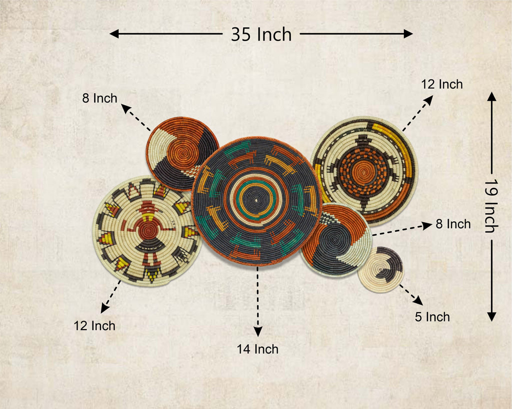 Set of 6 Handwoven wall baskets SET-390-6 N