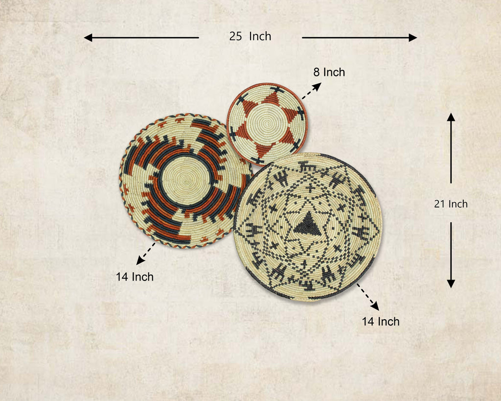 Set of 3 Handwoven wall baskets SET-212-3 N