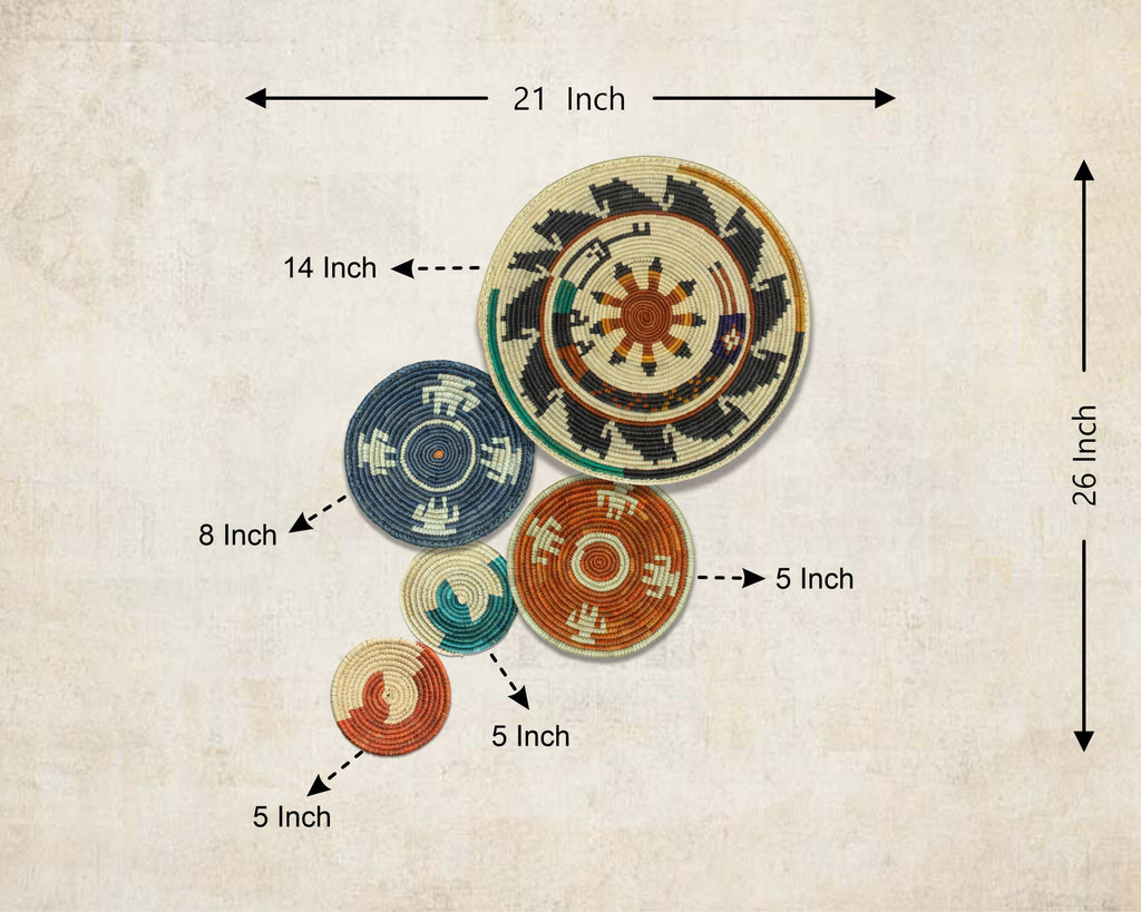 Set of 5 Handwoven wall baskets SET-68-5 N