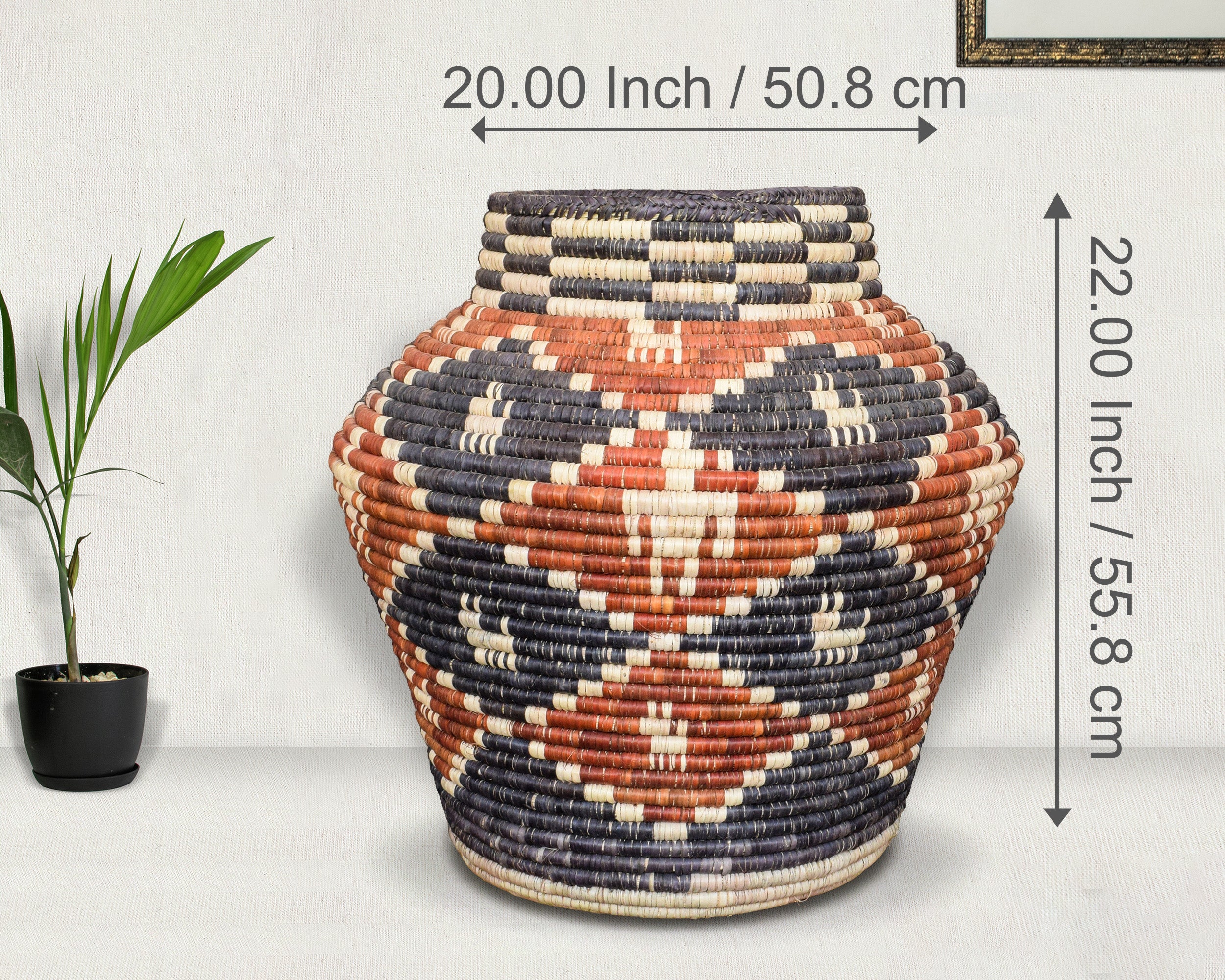 Tribal Tapestry Three Colour Diamond Potter Basket