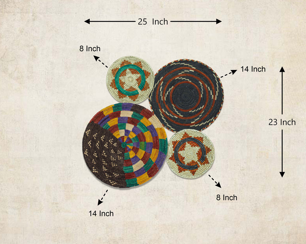 Set of 4 Handwoven wall baskets SET-238-4 N