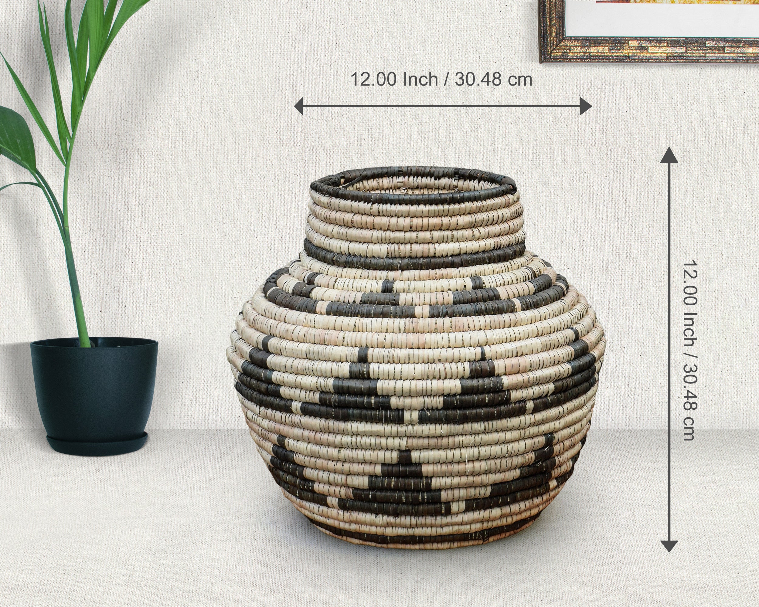 Charcoal Japandi Diamond Potter Basket