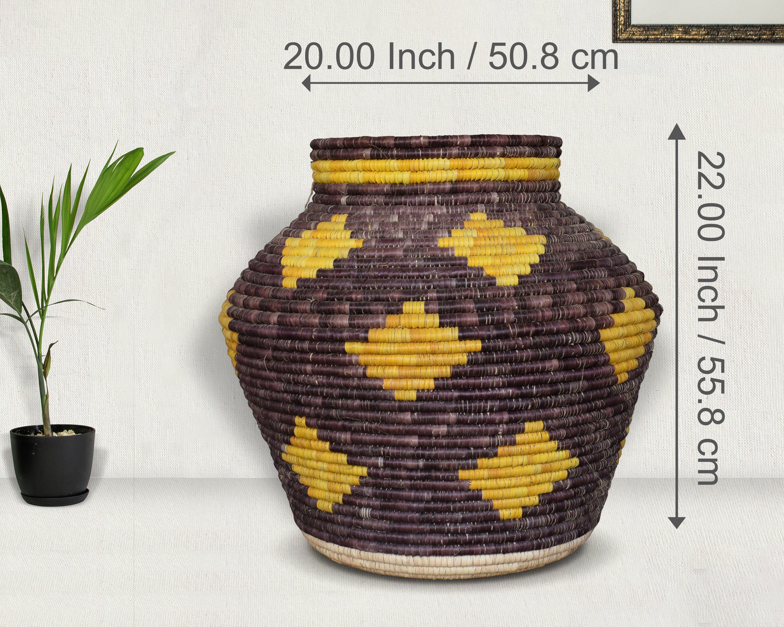 Golden Yellow Plum Diamond Pattern Potter Basket