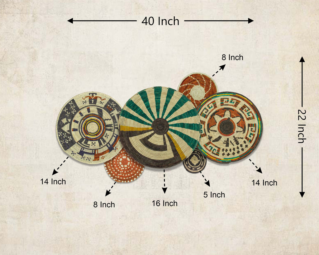 Set of 6 Handwoven wall baskets SET-297-6 N