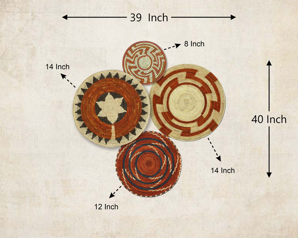 Set of 4 Handwoven wall baskets SET-226-4 N