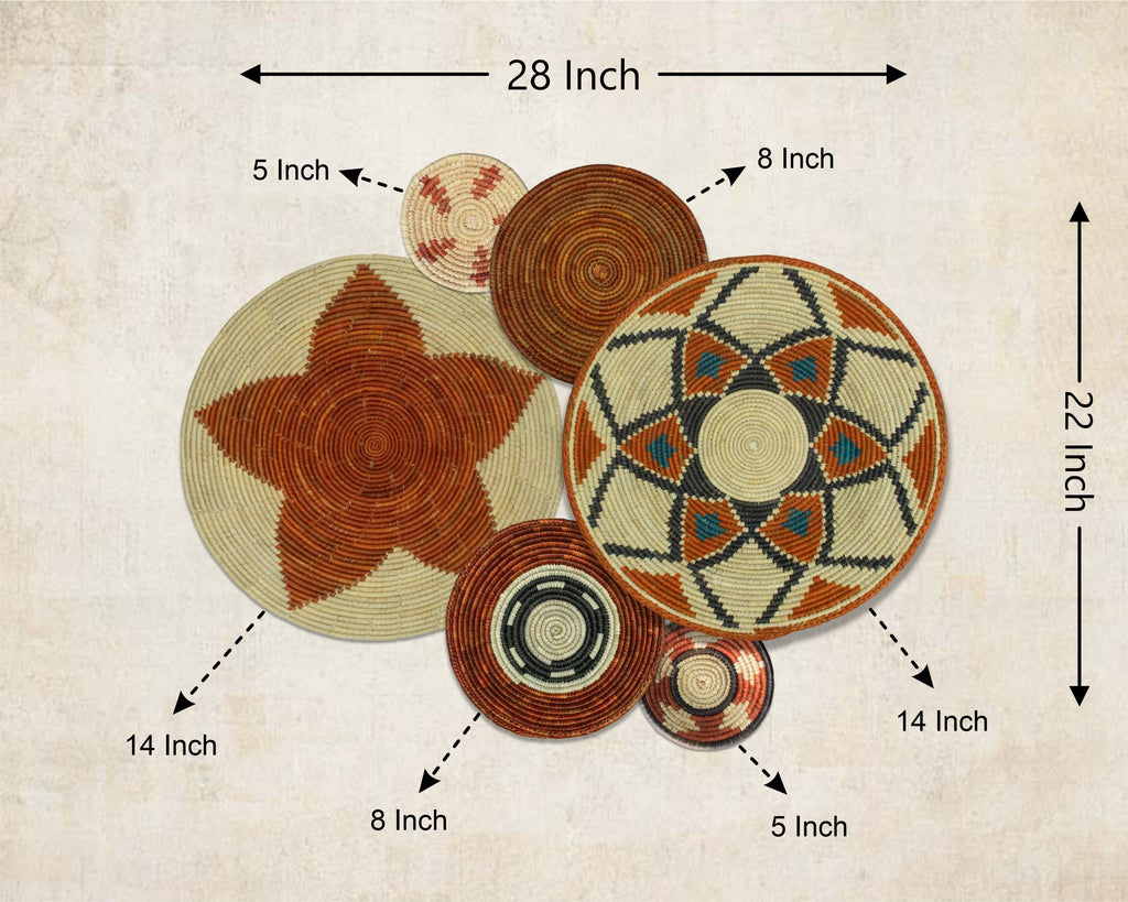 Set of 6 Handwoven wall baskets SET-379-6 N