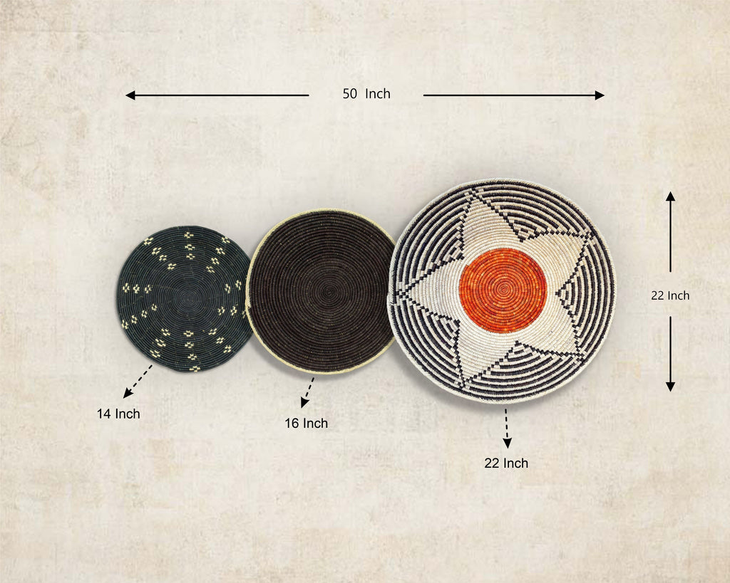 Set of 3 Handwoven wall baskets SET-205-3 N