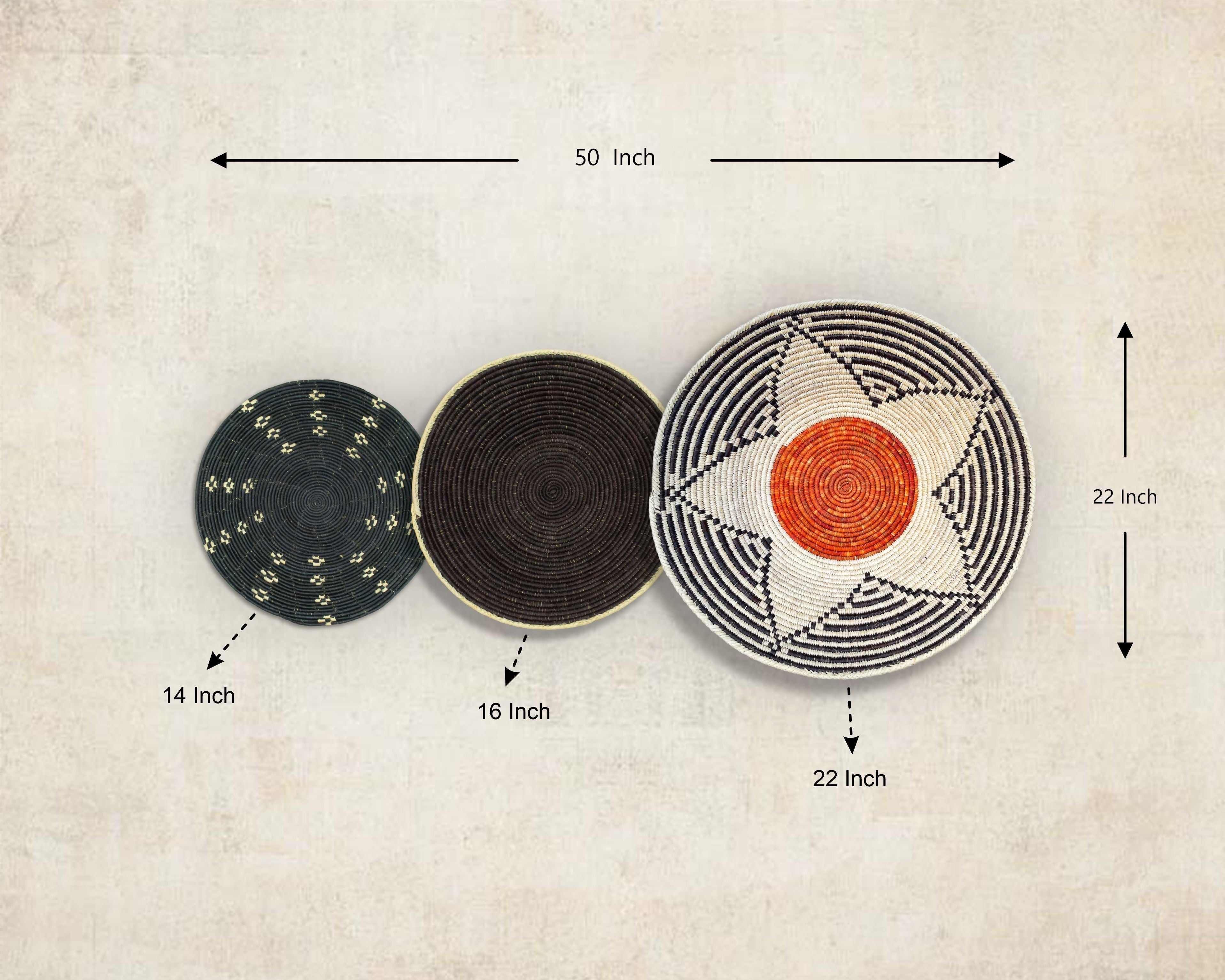 Set of 3 Handwoven wall baskets SET-205-3 N