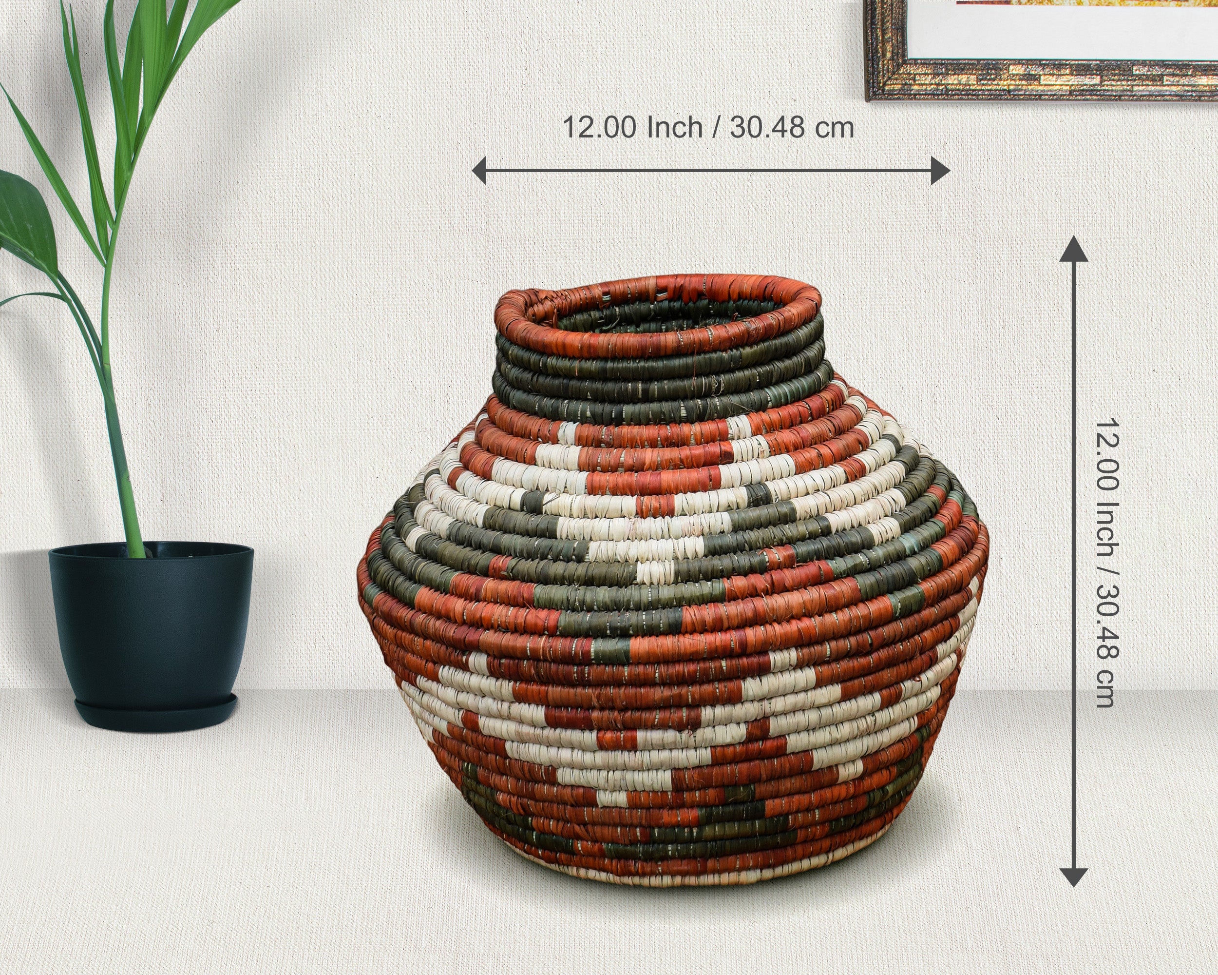 Rustic Terracotta Diamonds Potter Basket