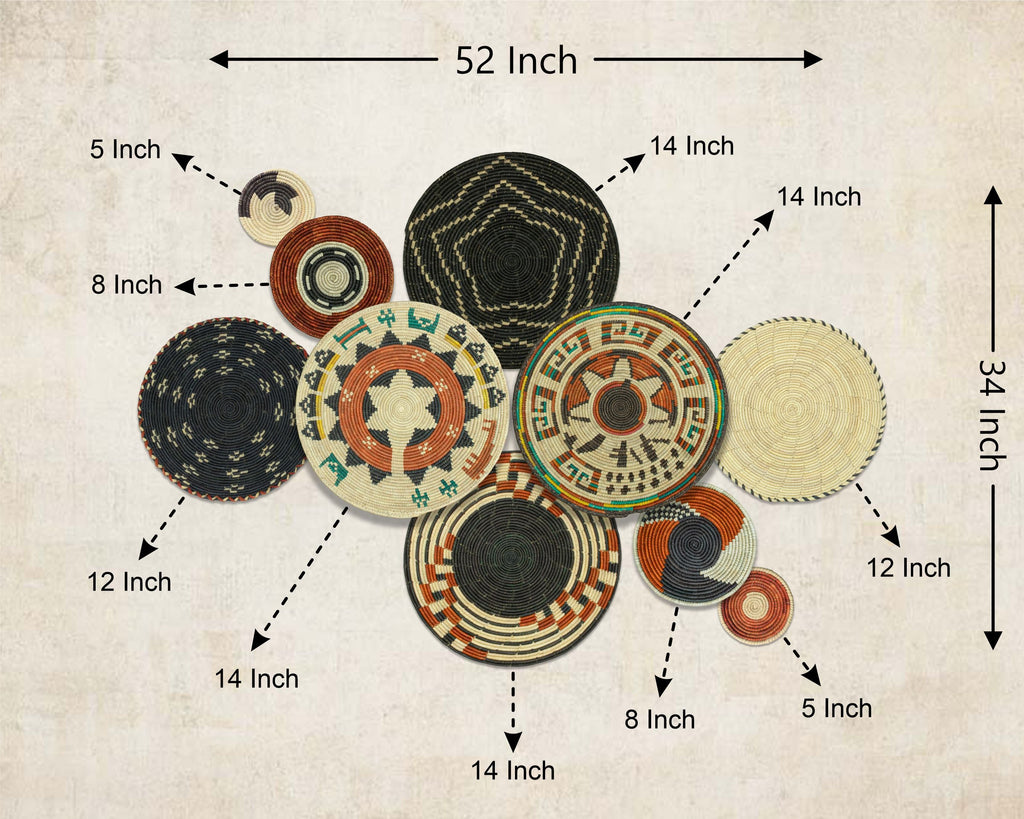 Set of 10 Handwoven wall baskets SET-411-10 N