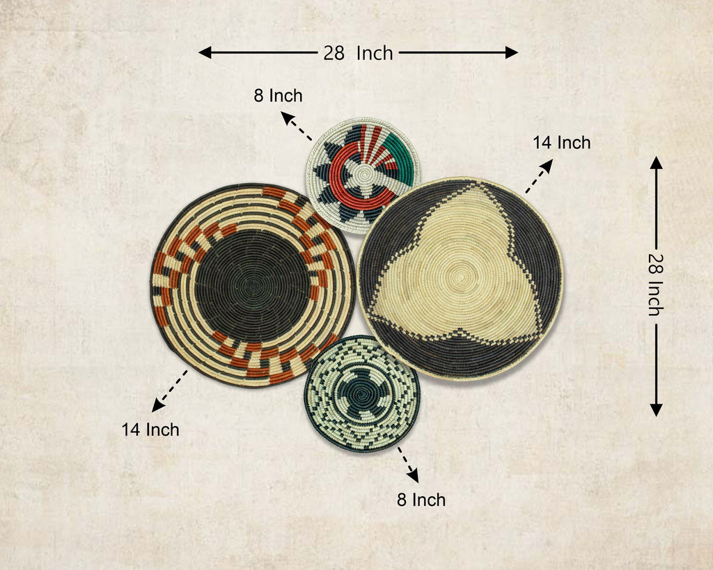 Set of 4 Handwoven wall baskets SET-232-4 N