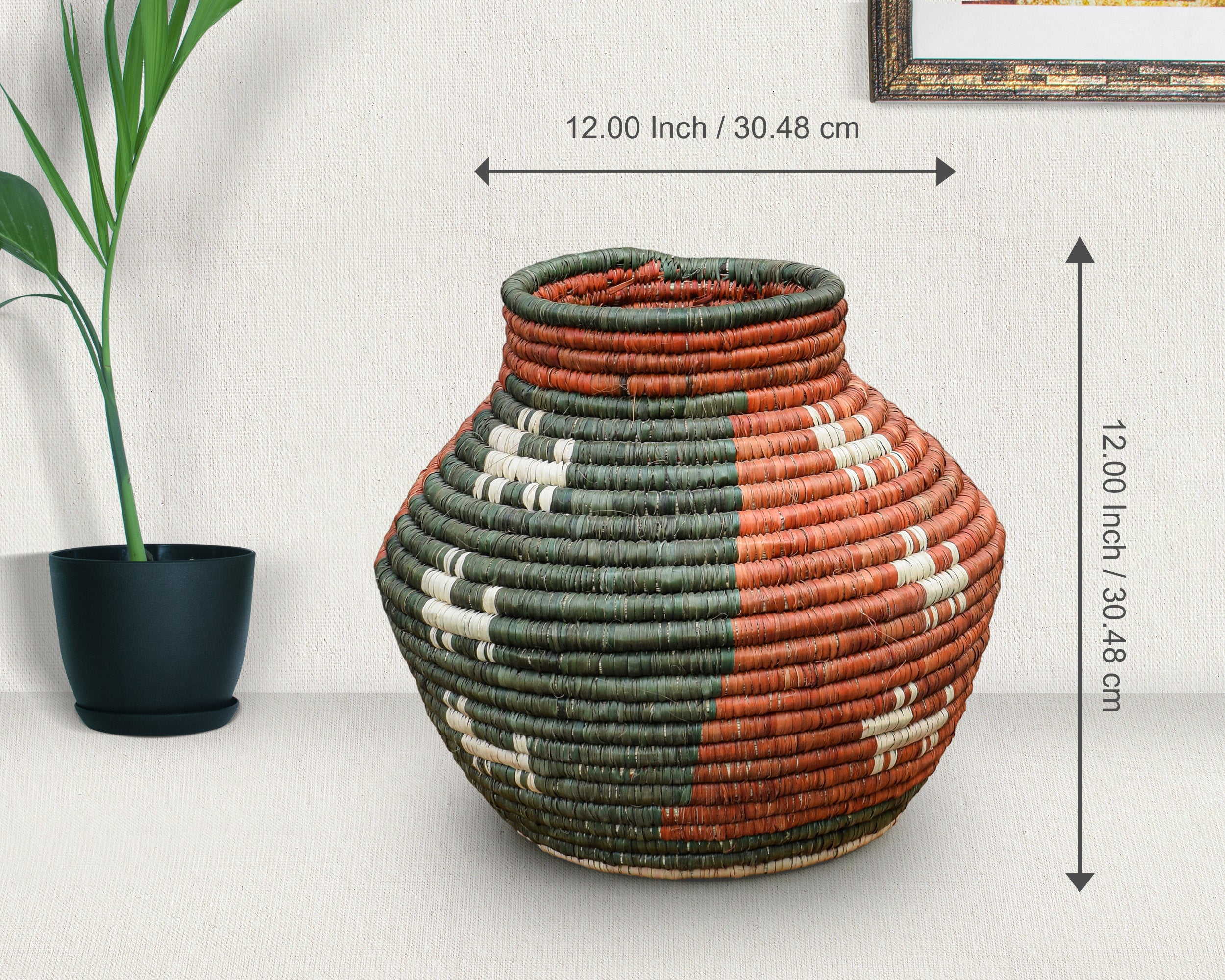 Sage Green Terracotta Diamond Potter Basket