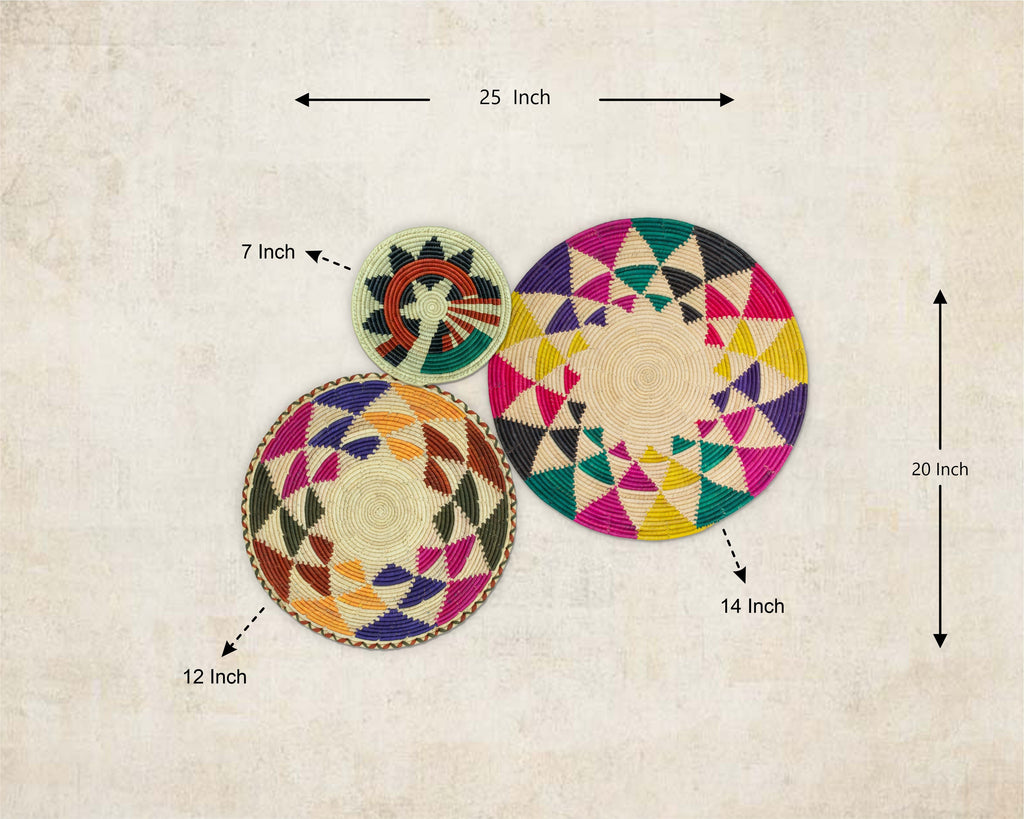 Set of 3 Handwoven wall baskets SET-204-3 N