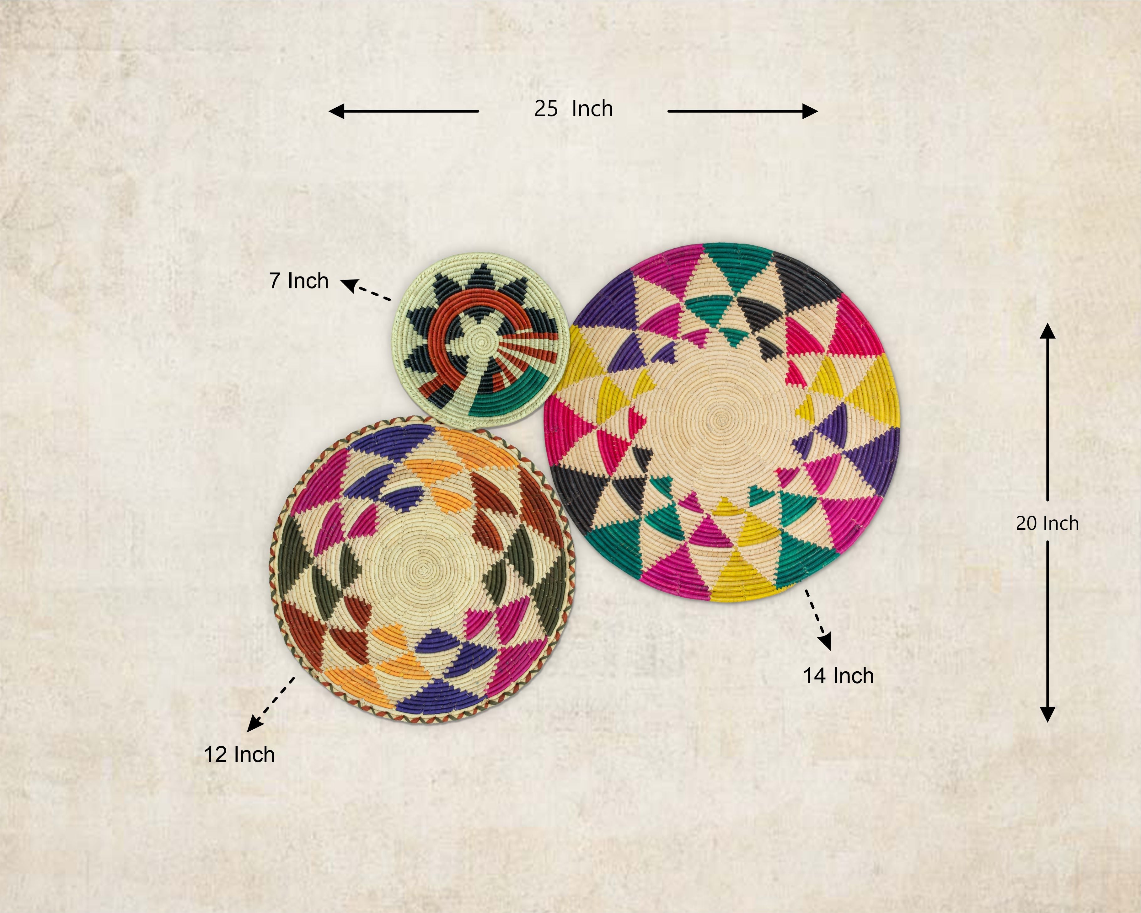 Set of 3 Handwoven wall baskets SET-204-3 N