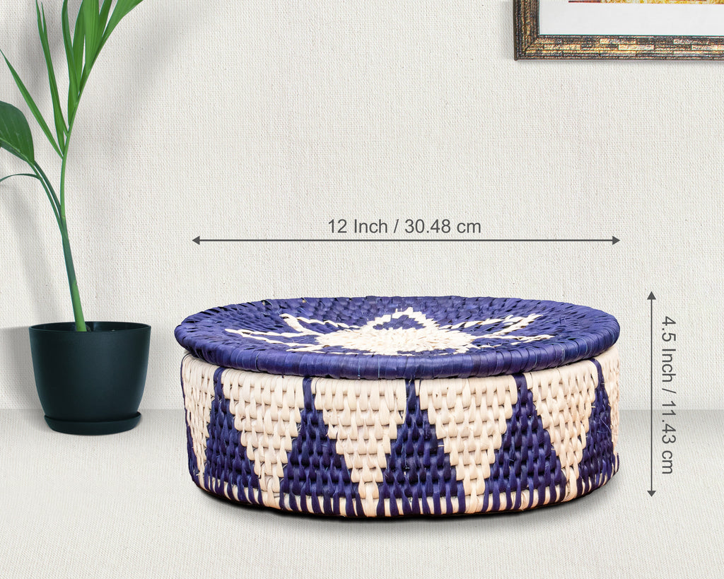 Lotus Chevron Lidded Basket