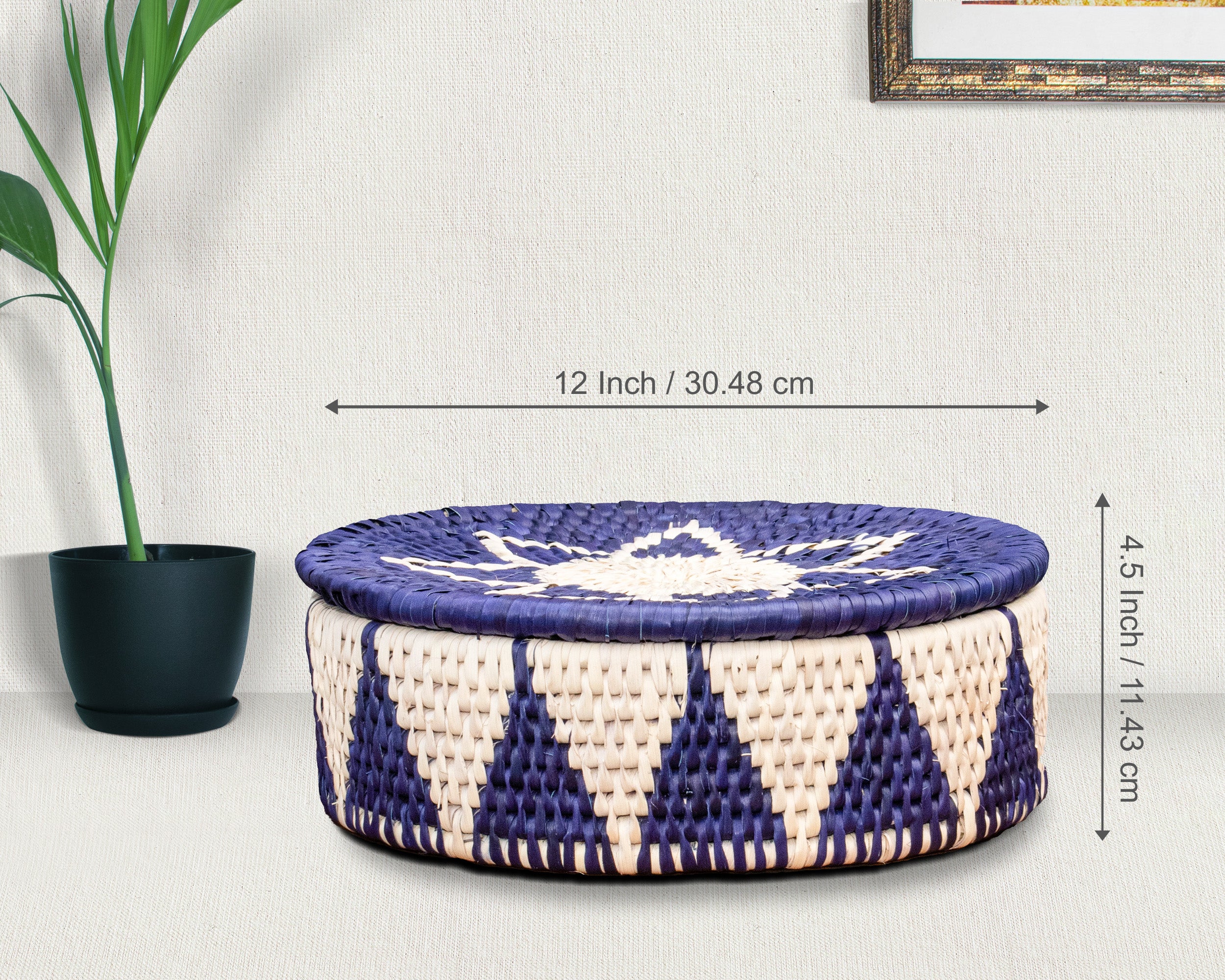 Lotus Flower Chevron Basket with Lid