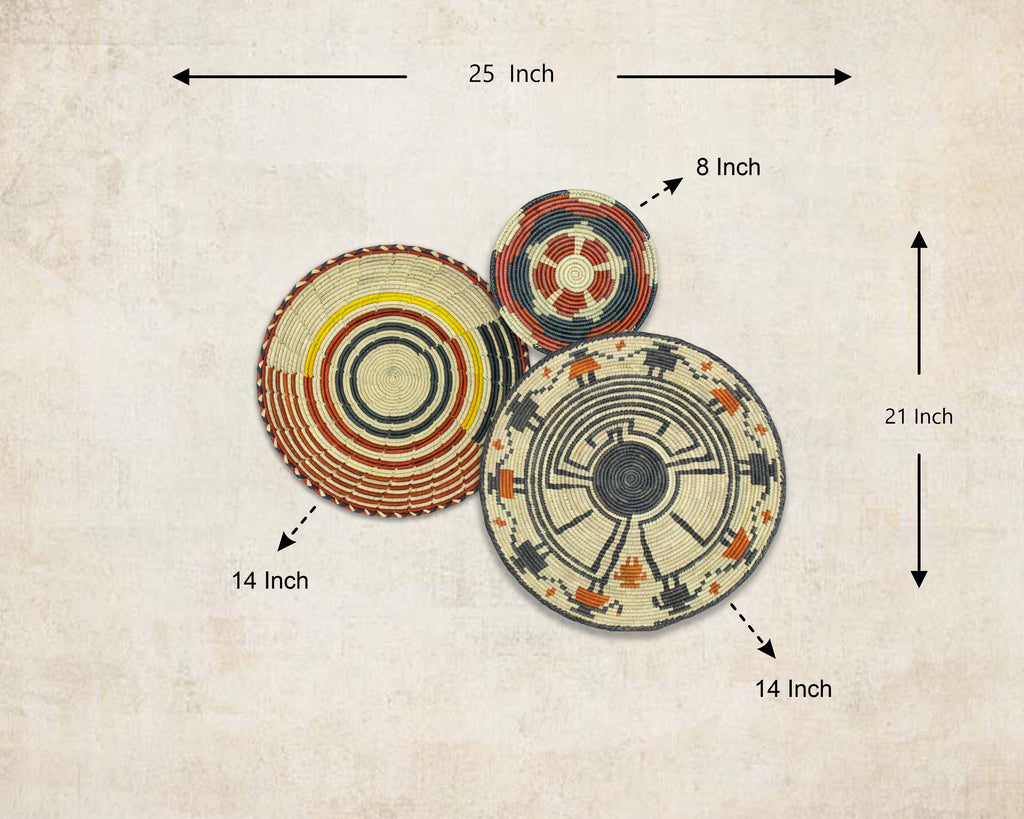 Set of 3 Handwoven wall baskets SET-211-3 N