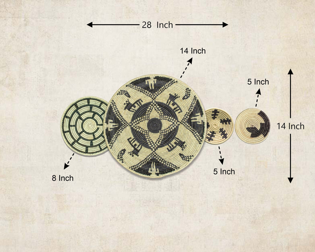 Set of 4 Handwoven wall baskets SET-239-4 N