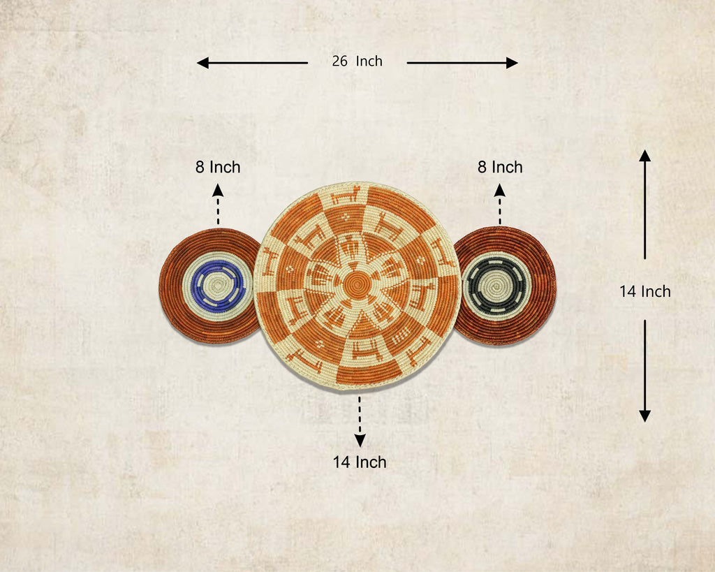 Set of 3 Handwoven wall baskets SET-214-3 N