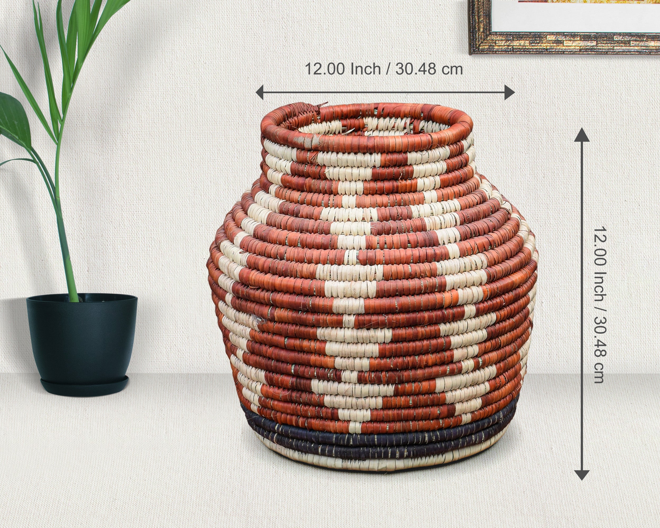 Terracotta Arrows Accent Potter Basket