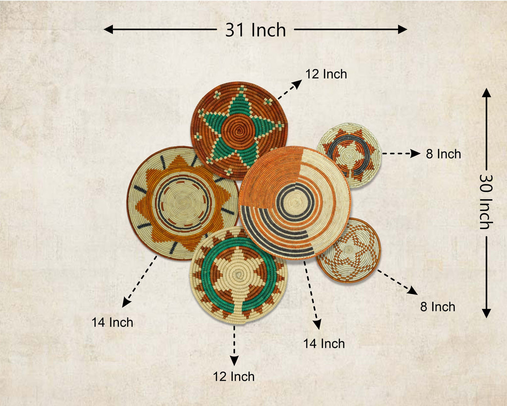 Set of 6 Handwoven wall baskets SET-277-6 N