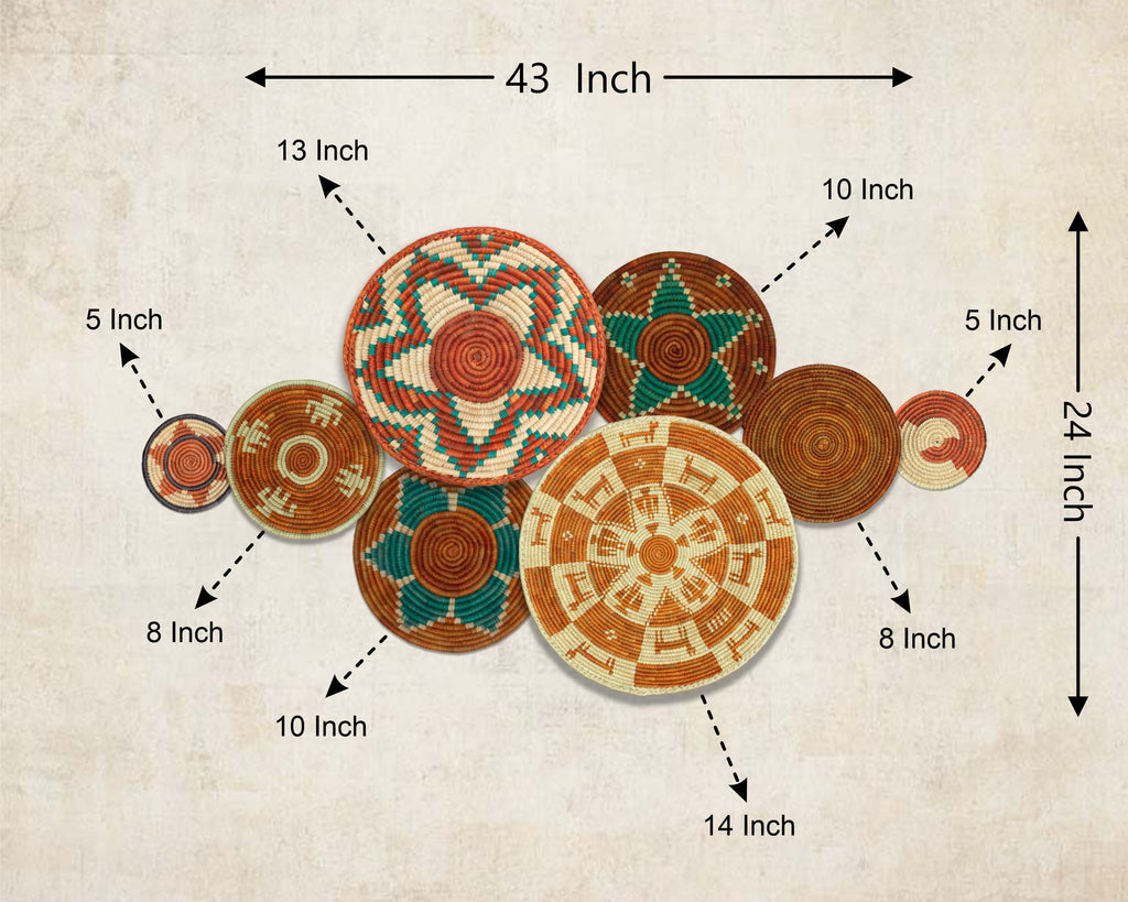 Set of 8 Handwoven wall baskets SET-338-8 N