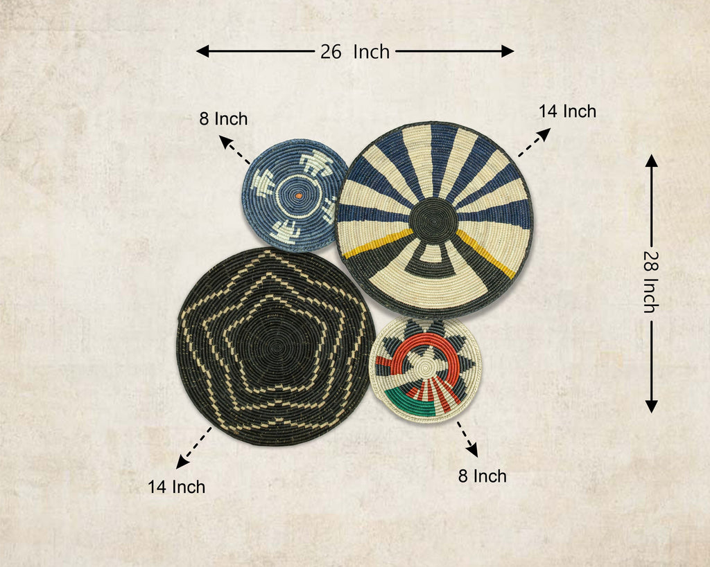 Set of 4 Handwoven wall baskets SET-231-4 N