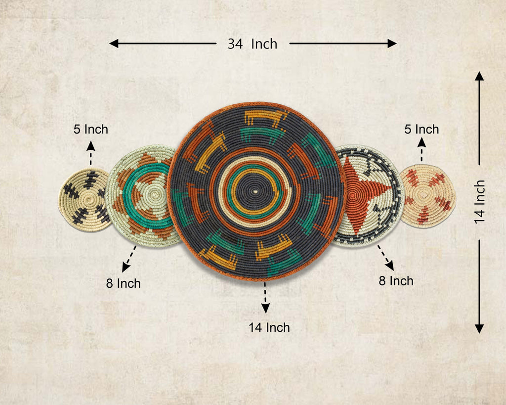 Set of 5 Handwoven wall baskets SET-66-5 N