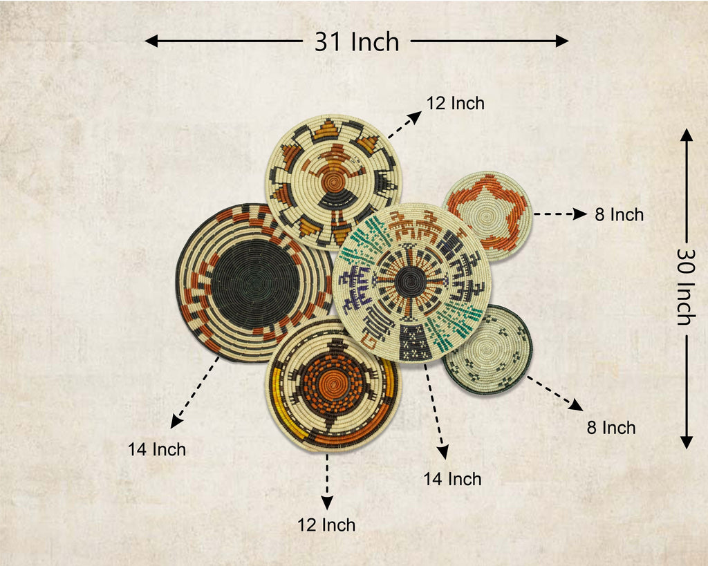 Set of 6 Handwoven wall baskets SET-279-6 N