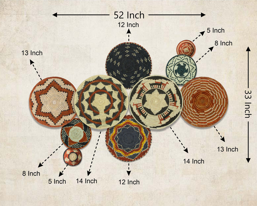 Set of 10 Handwoven wall baskets SET-405-10 N