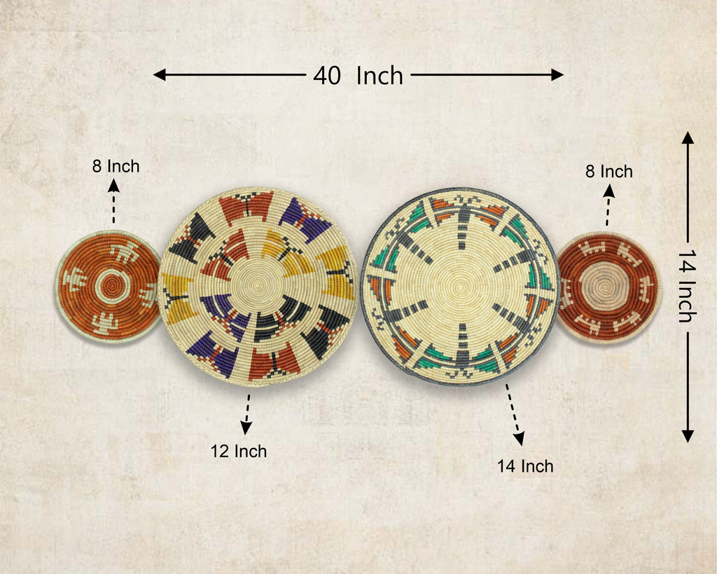 Set of 4 Handwoven wall baskets SET-227-4 N