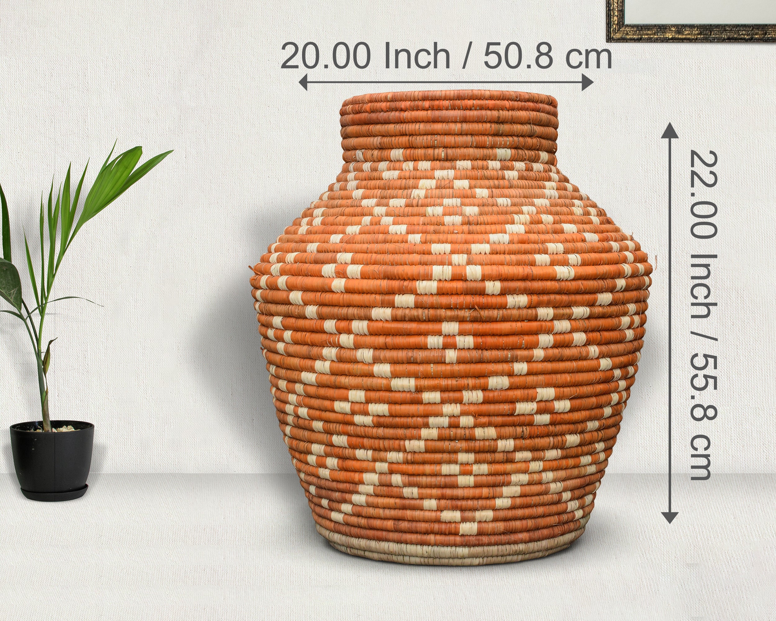 Terracotta Fine Texture Cross Stitch Weave Potter Basket