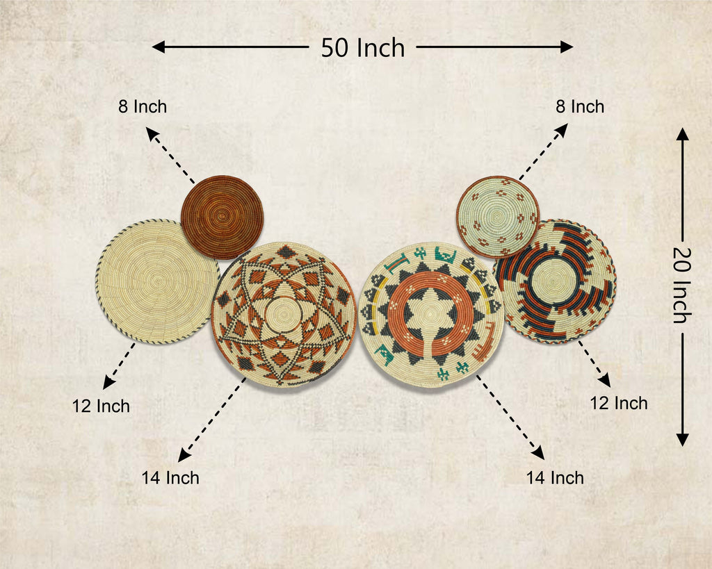 Set of 6 Handwoven wall baskets SET-383-6 N