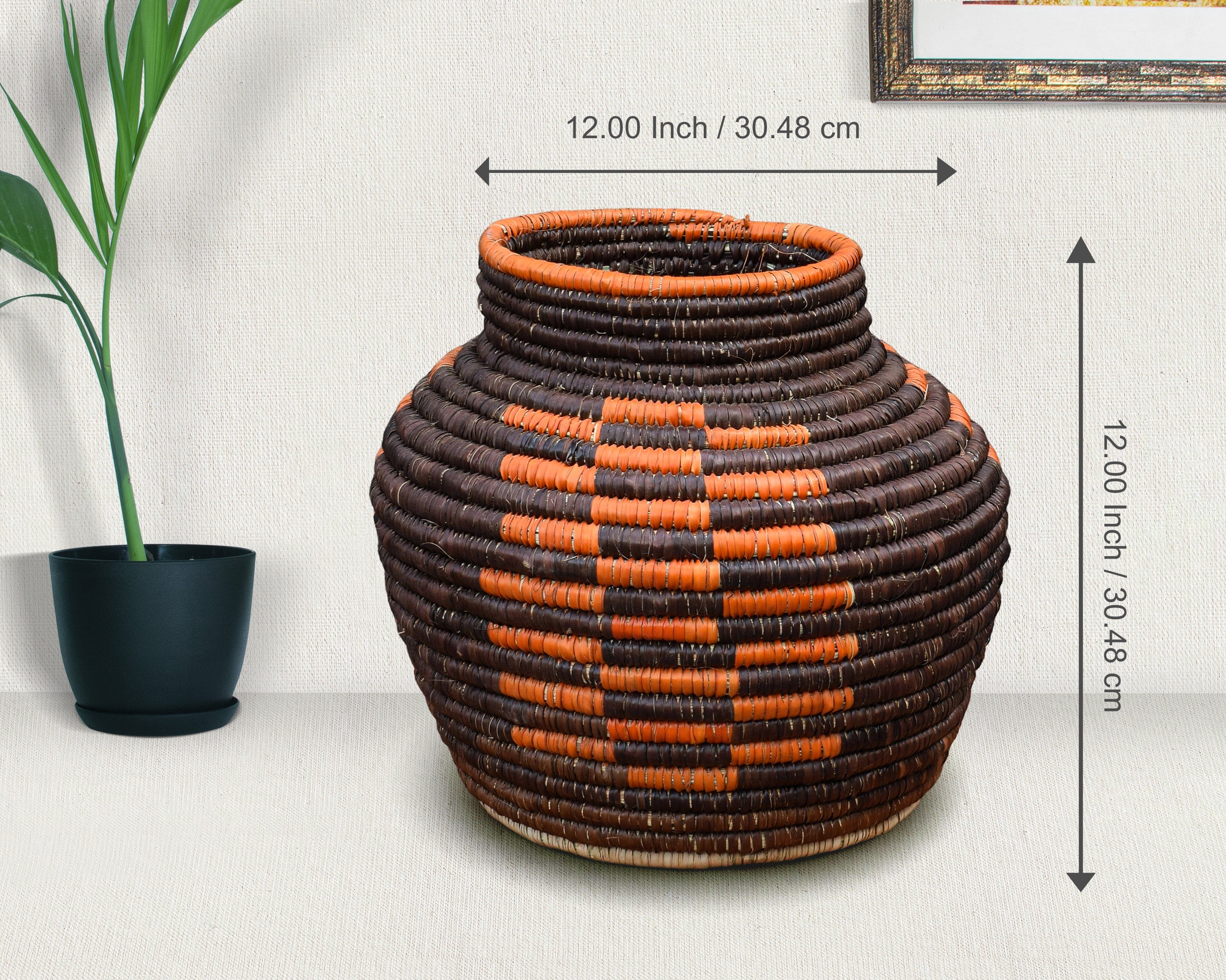 Espresso Brown Burnt Orange Diamonds Potter Basket