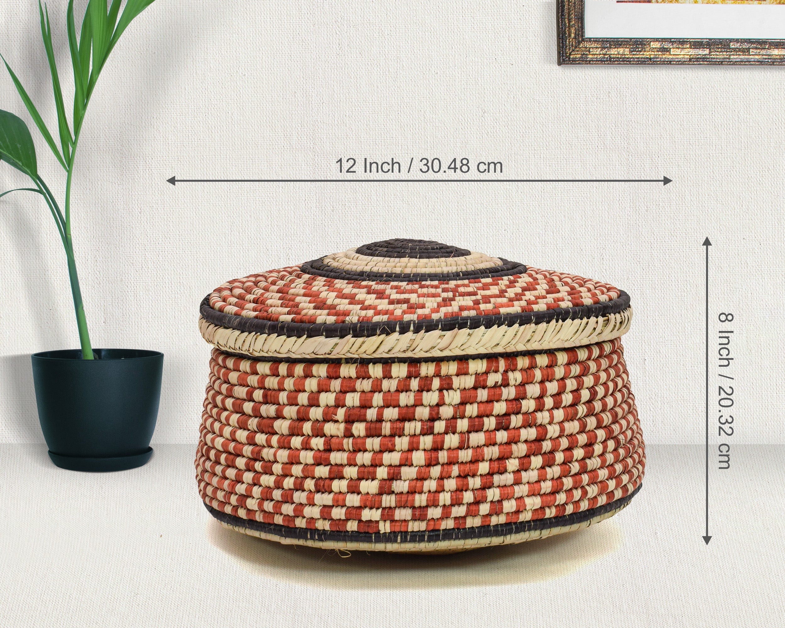 Rust Checkered Lid Basket PR-626-12