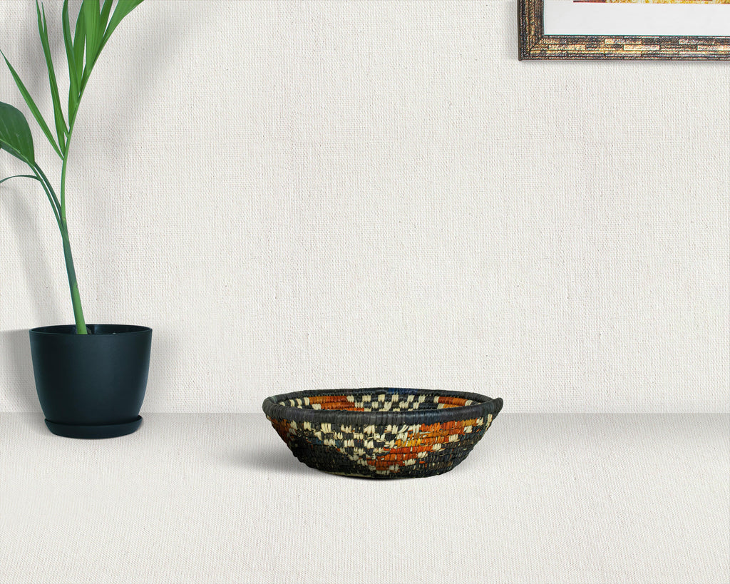 Intricate Desert Black Bowl Basket 8-inch LBW-455-7 B