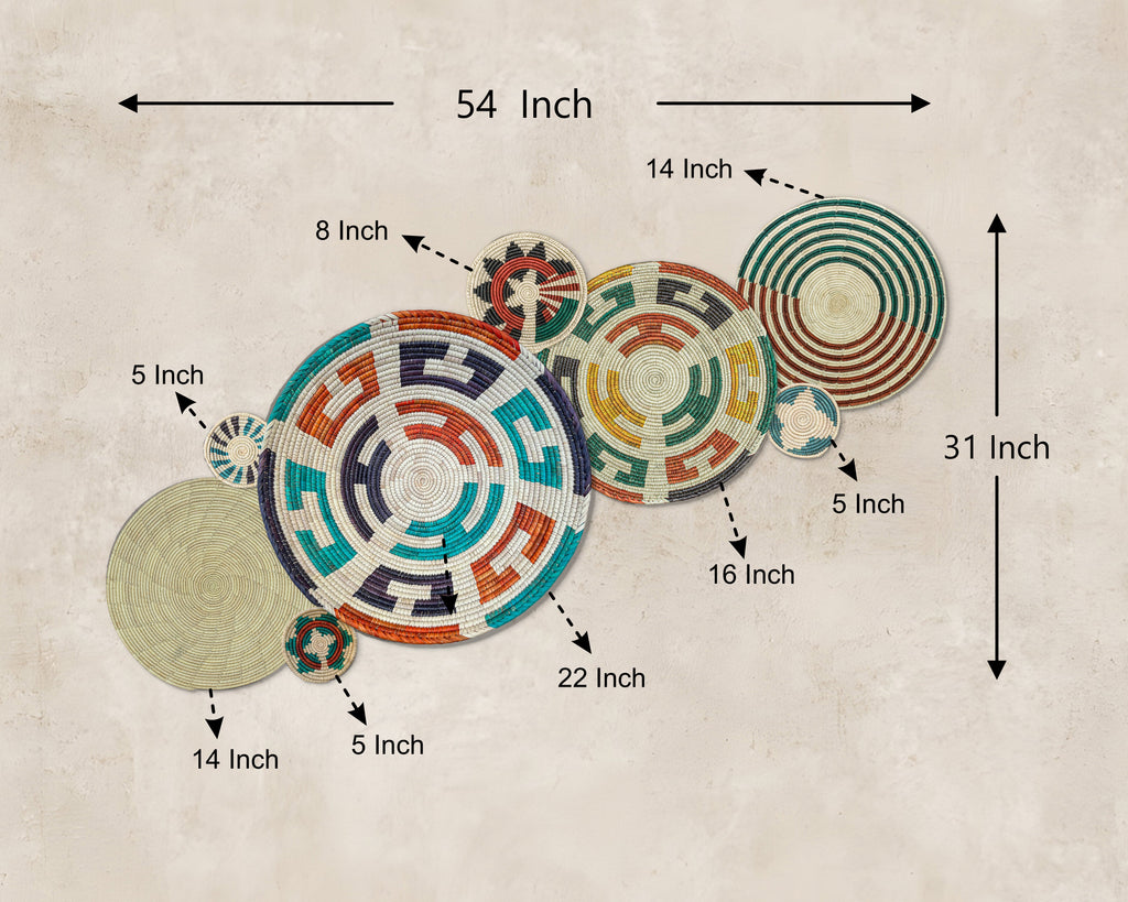 Set of 8 Handwoven wall baskets SET-328-8 N