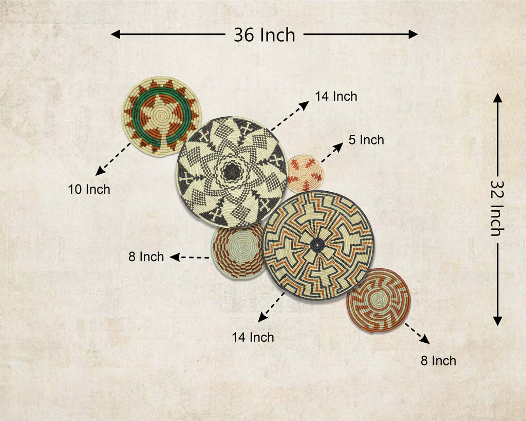 Set of 6 Handwoven wall baskets SET-295-6 N