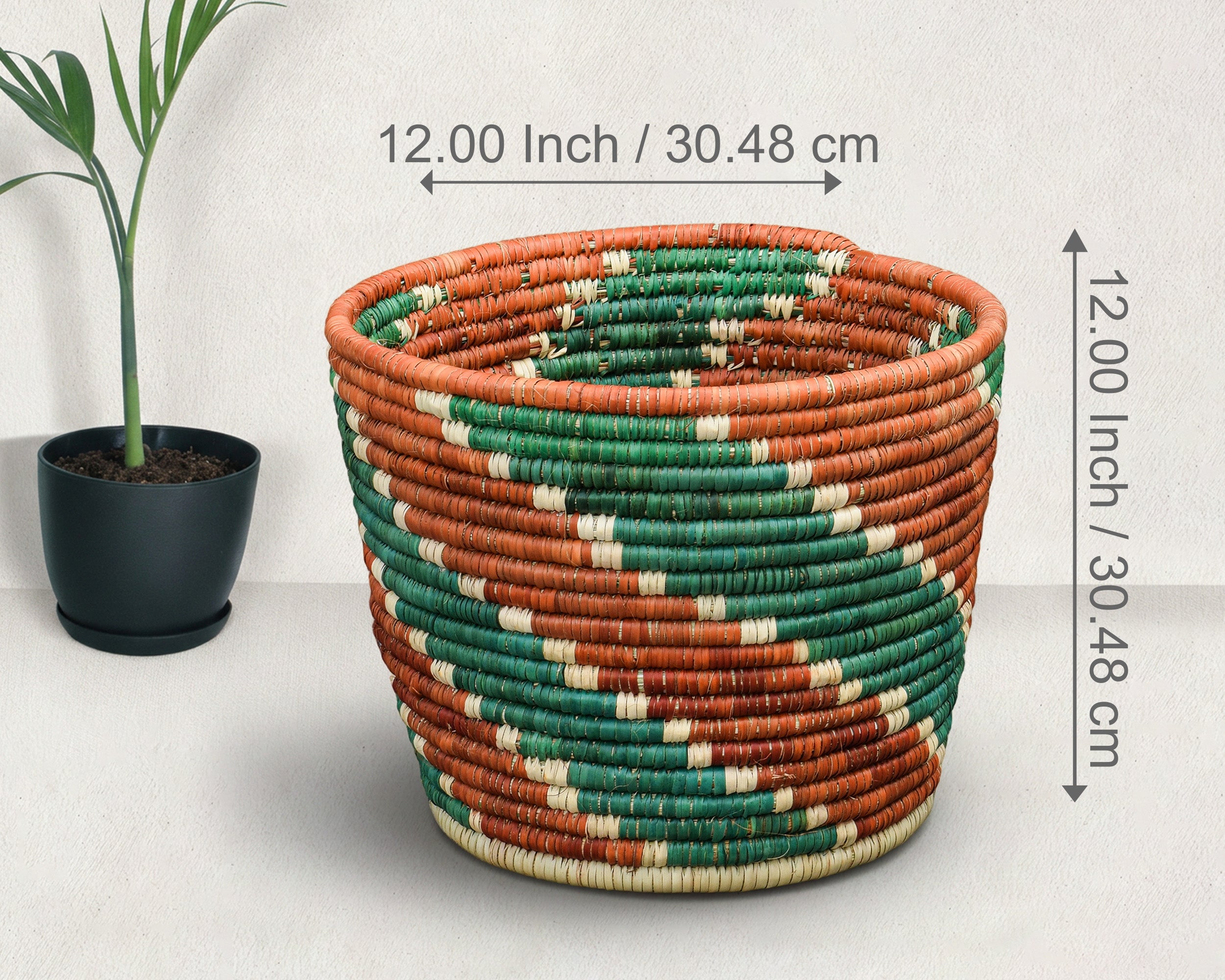 Rust Chevron Planter Basket