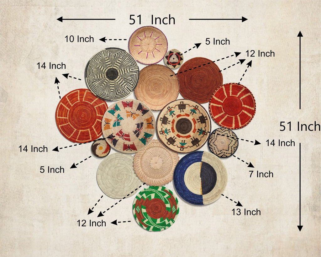 Set of 15 Handwoven wall baskets SET-126-15 N