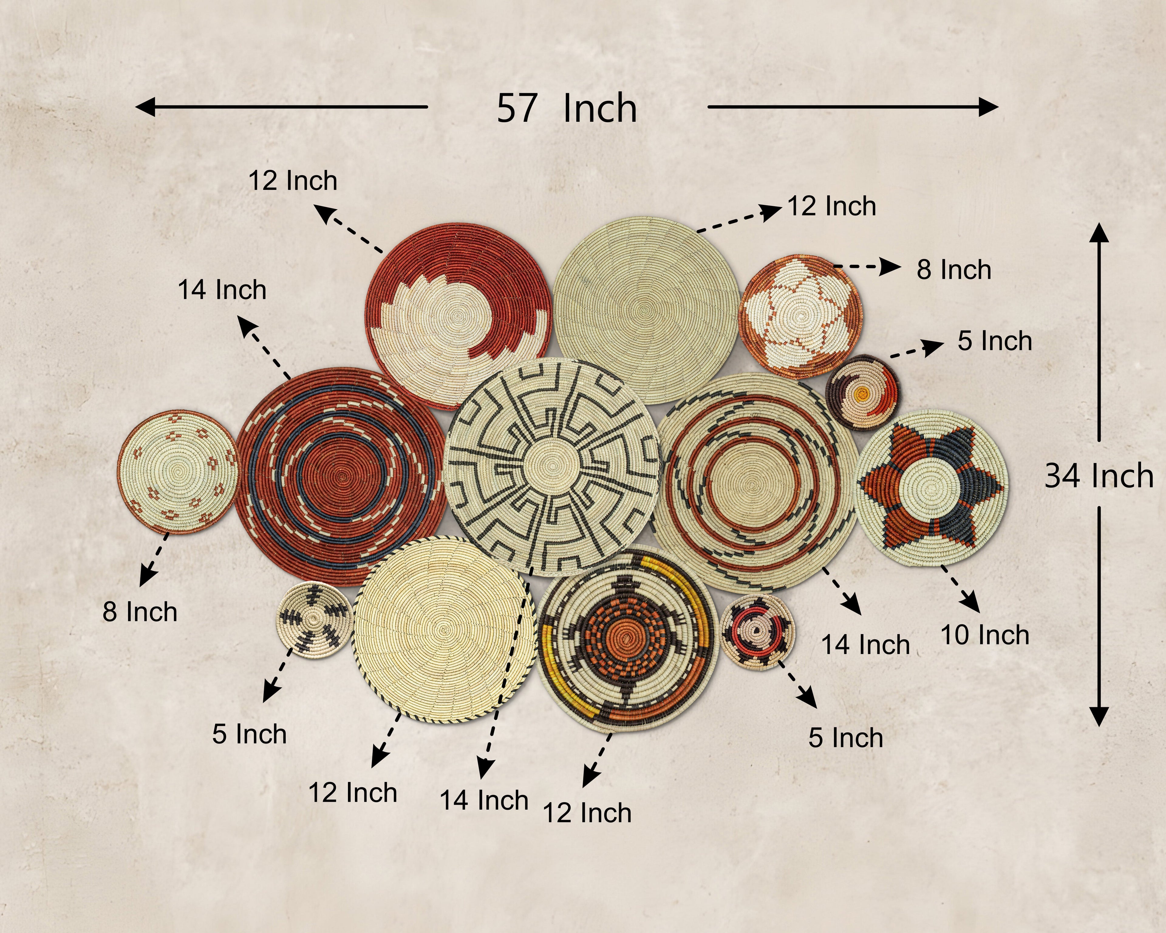 Set of 13 Handwoven wall baskets SET-175-13 N