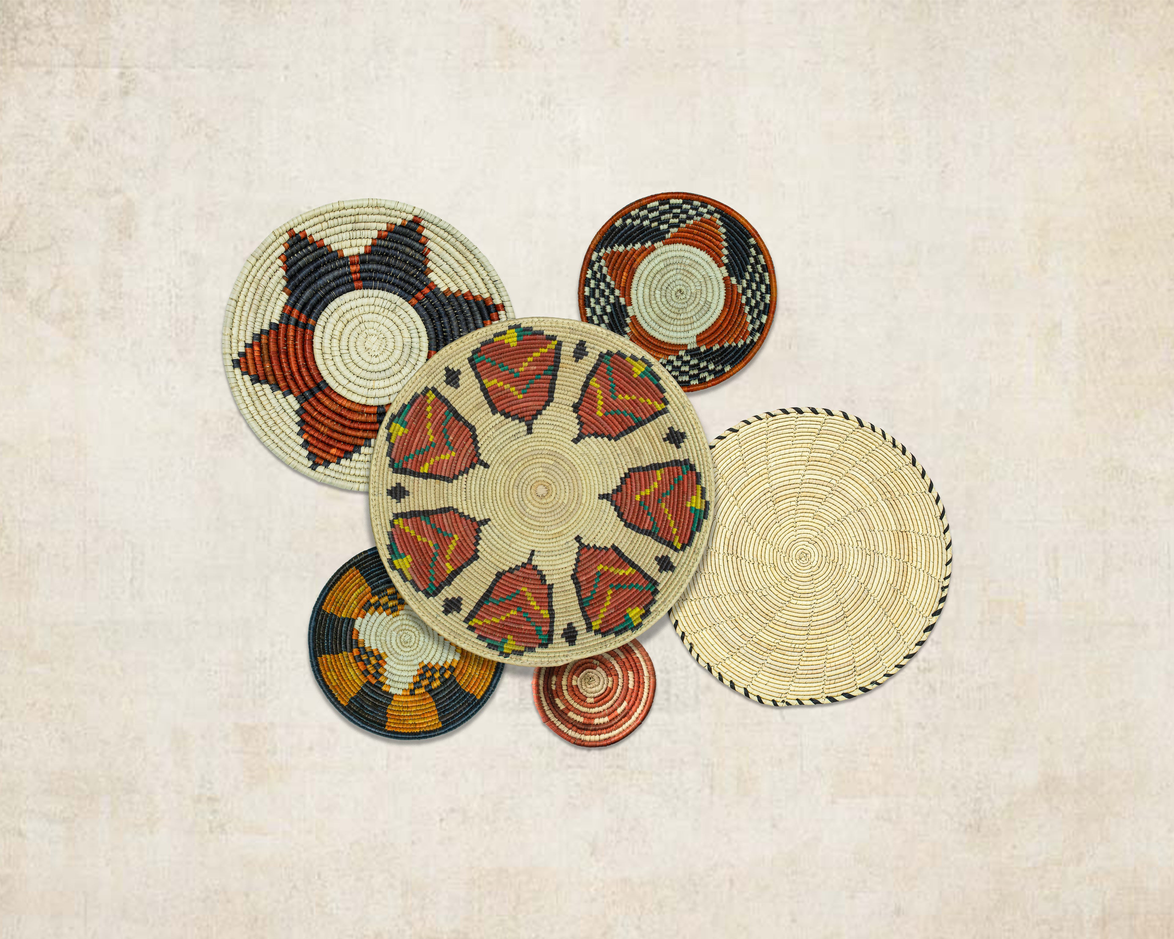 Set of 6 Handwoven wall baskets SET-388-6 N