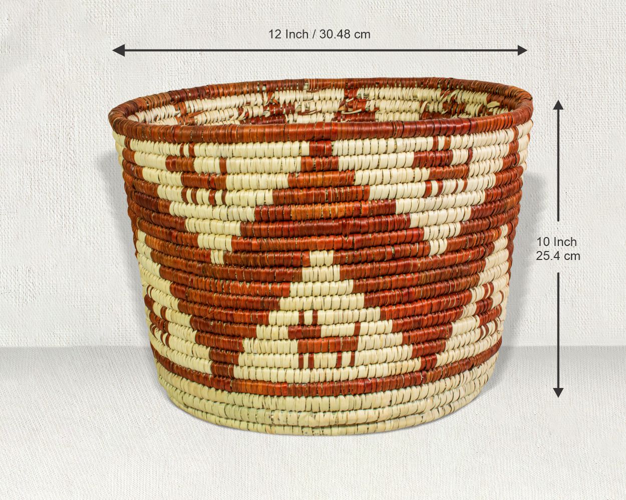 Zigzag Zest Handwoven Planter Basket - 12-inch PB-913