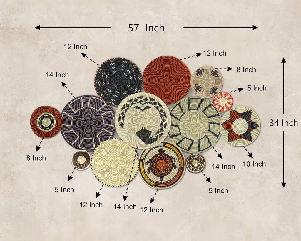 Set of 13 Handwoven wall baskets SET-176-13 N