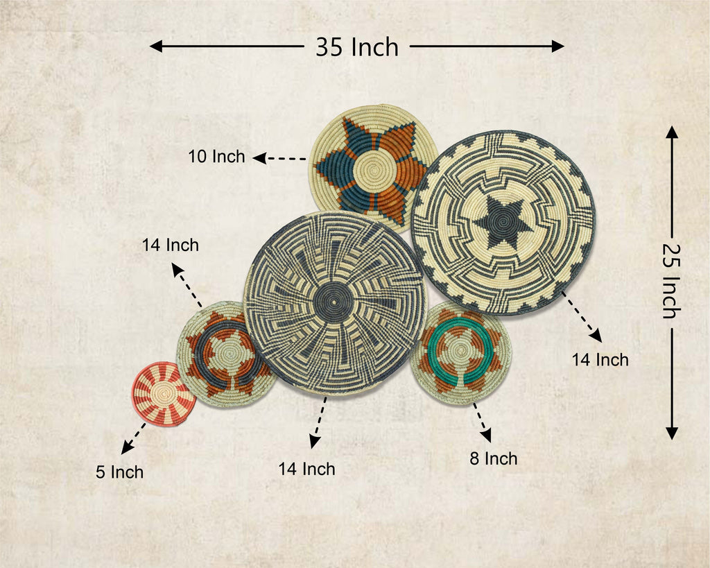 Set of 6 Handwoven wall baskets SET-294-6 N