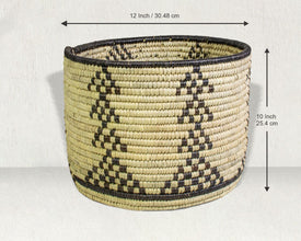 Crimson Dots Handwoven Planter Basket - 12-inch