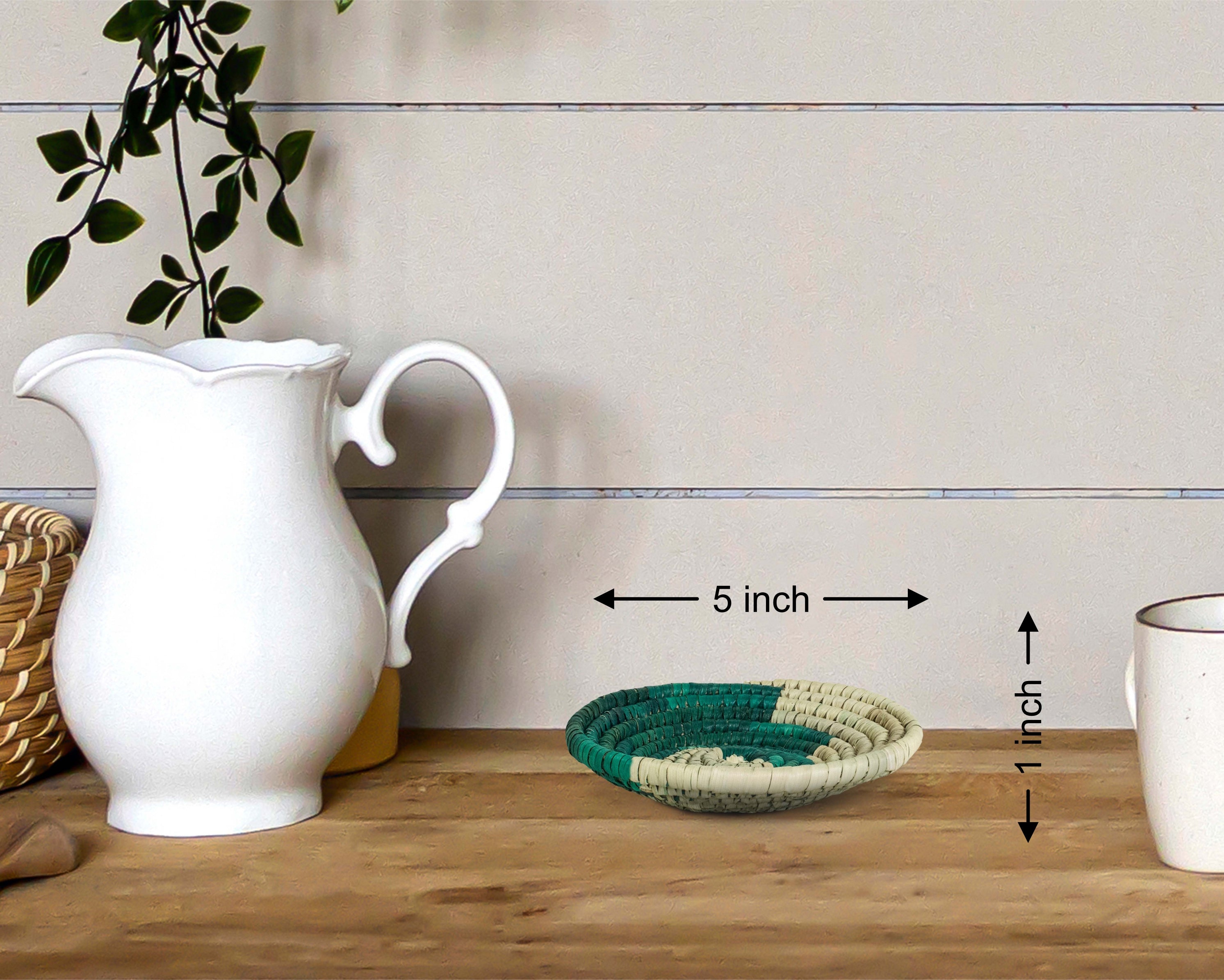 Boho Yei Green Miniature Basket Pack of 5 - LBW-1601-5 B