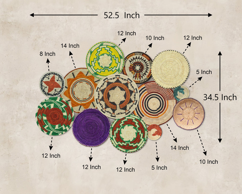 Set of 13 Handwoven wall baskets SET-154-13 N